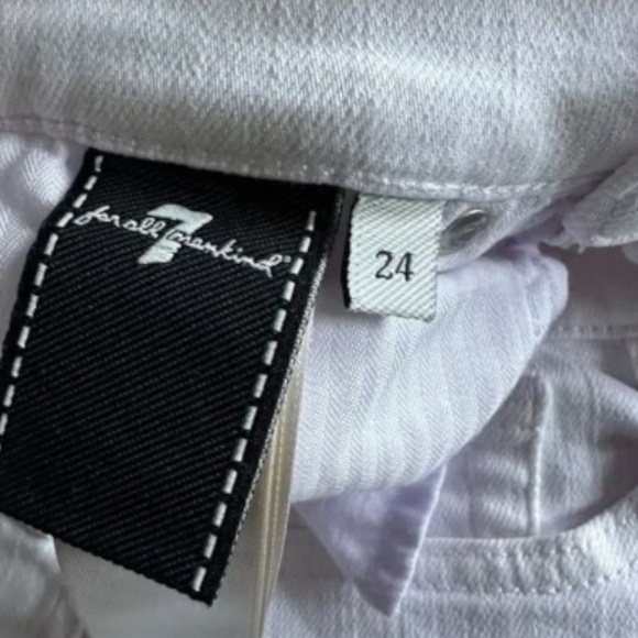 7 For All Mankind Emea Eyelet Hem Ankle Jeans White Shell Size 24 - Picture 10 of 11